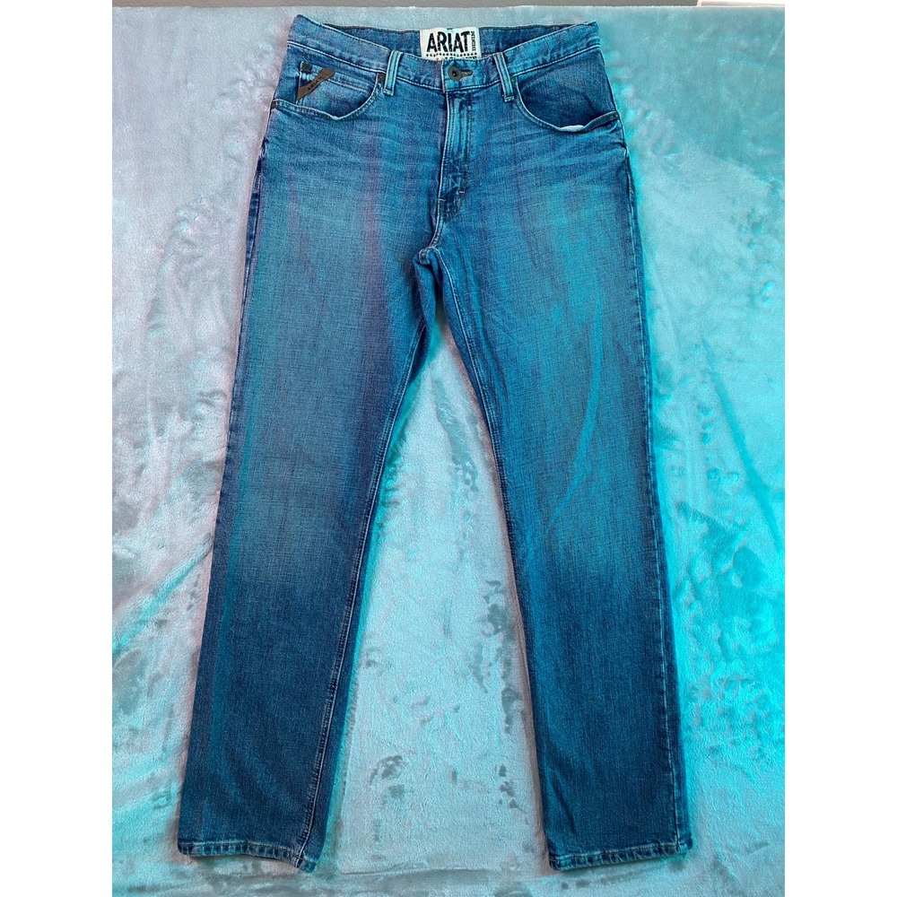 Ariat M4 Straight Leg Jeans Men 34x36 Blue Cowboy Rancher Trucker Workwear Tough